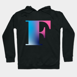 Capital Letter F Monogram Gradient Pink Blue White Hoodie